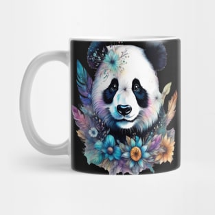 Fantasy, Watercolor, Panda Bear With Flowers and Butterflies Mug